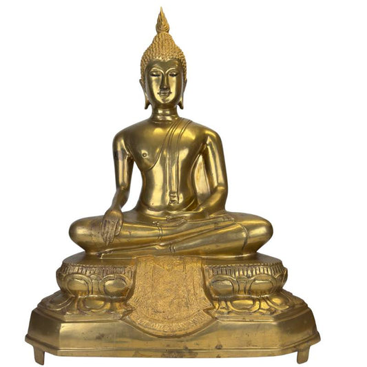 Antique Thai Buddha from the Rama V period with authentic fire gilding.