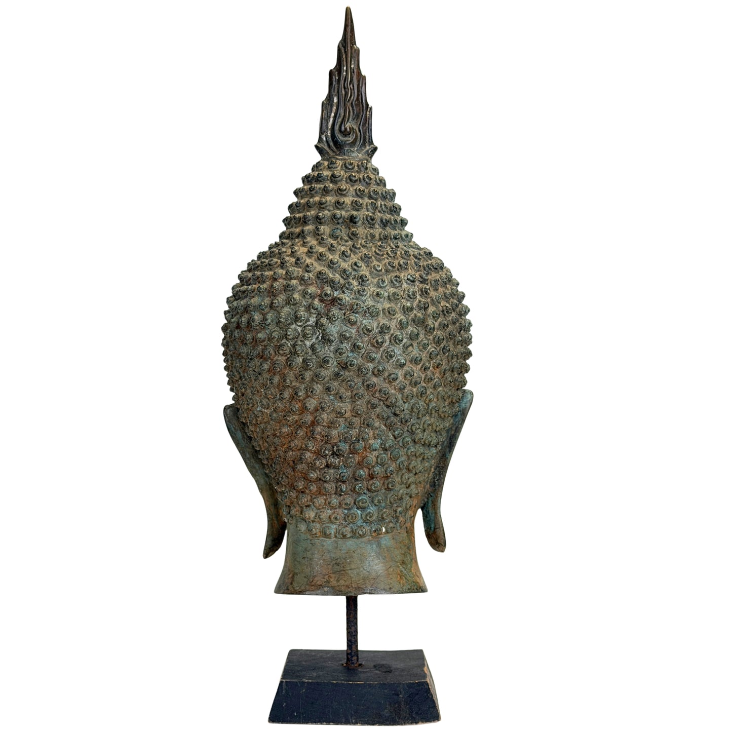 Antique Thai Buddha with high ushnisha and characteristic flame