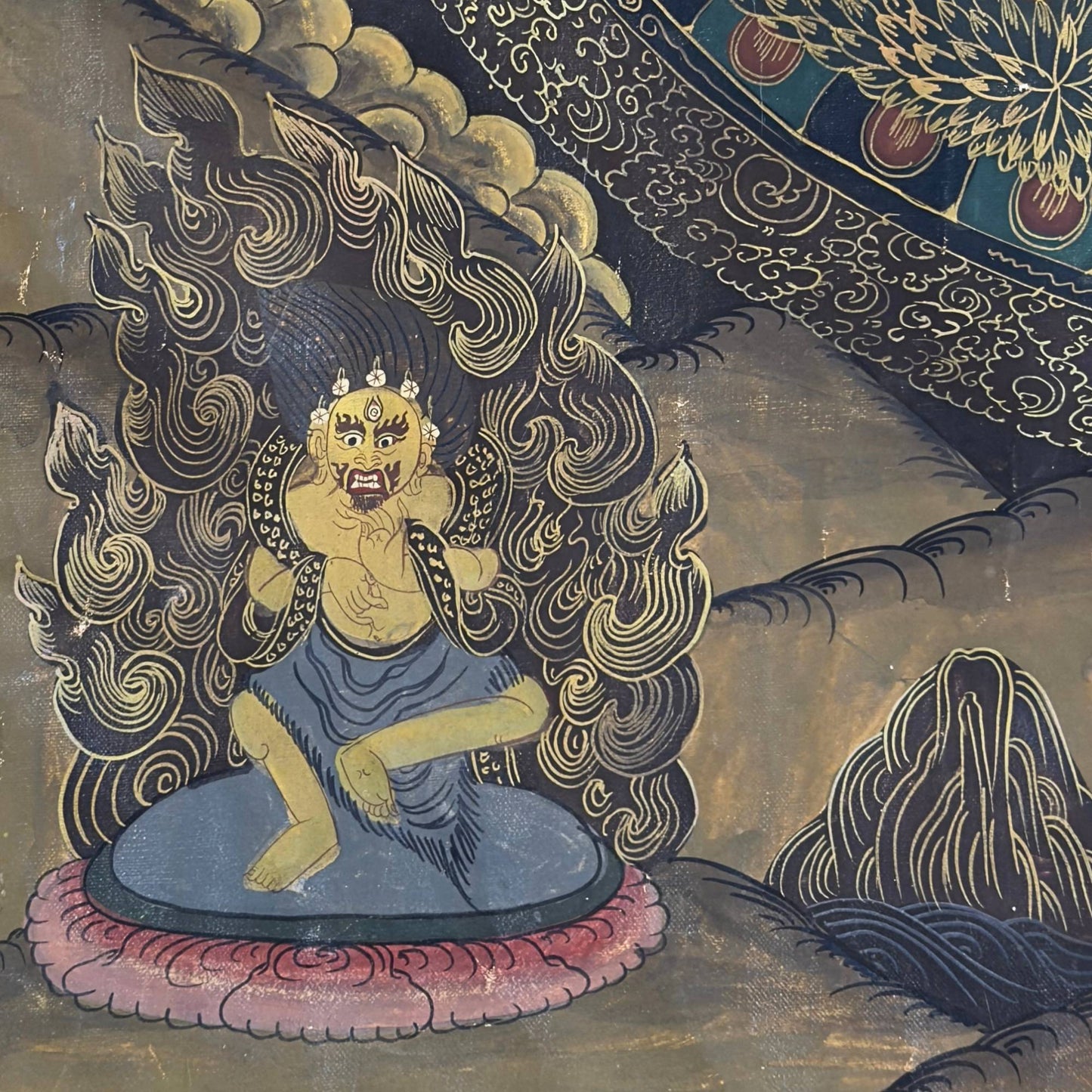 Antique Tibetan Thangka mandala with official Jianding inspection seal