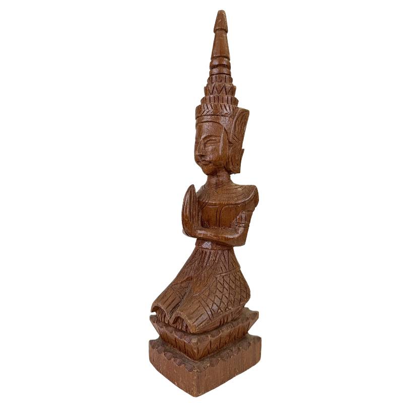 Antique Thepanom temple guards wood Thailand set