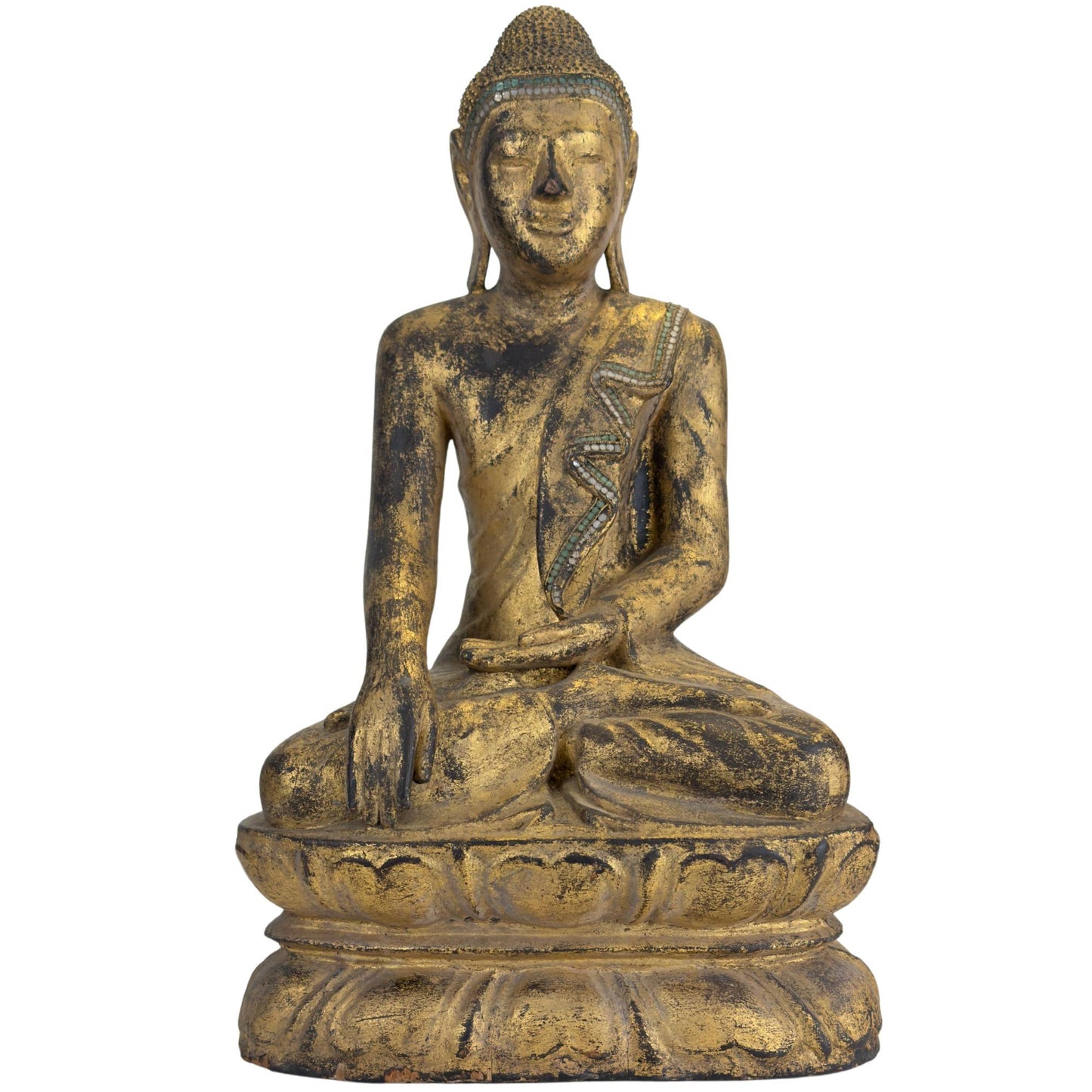 Antique gilded wooden Buddha from Myanmar