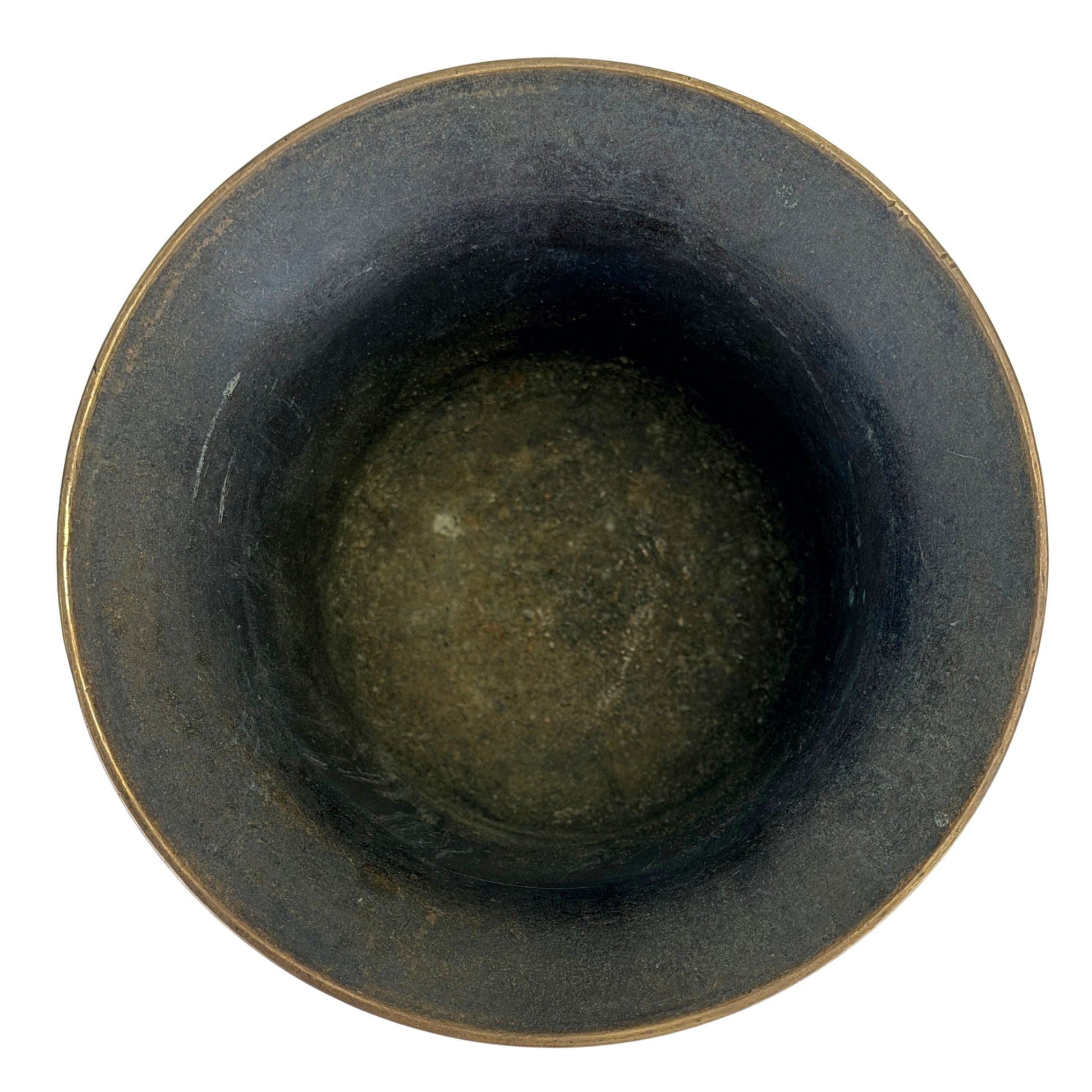 Top view of heavy Italian bronze pharmacist's mortar