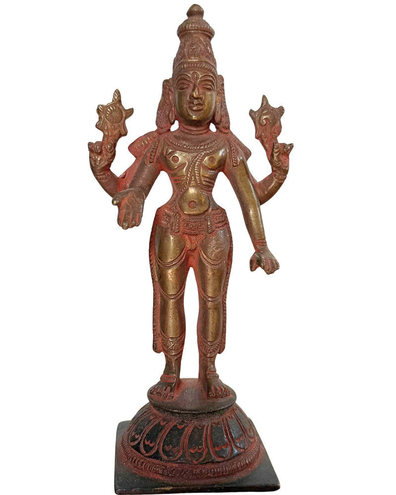 Statue de Vishnu en bronze doré du XIXe siècle – Art himalayen du Népal