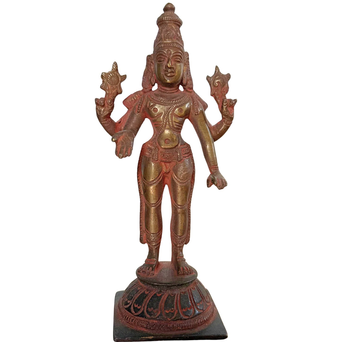 Antique bronze Vishnu statue from South India as a symbol of protection and harmony
