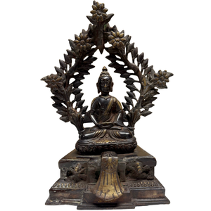 Bouddha Shakyamuni himalayen antique avec auréole – XVIIe-XVIIIe siècle – Lot 406