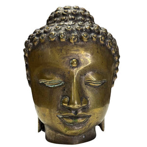 Tête de Bouddha en bronze doré de Birmanie – style Mandalay