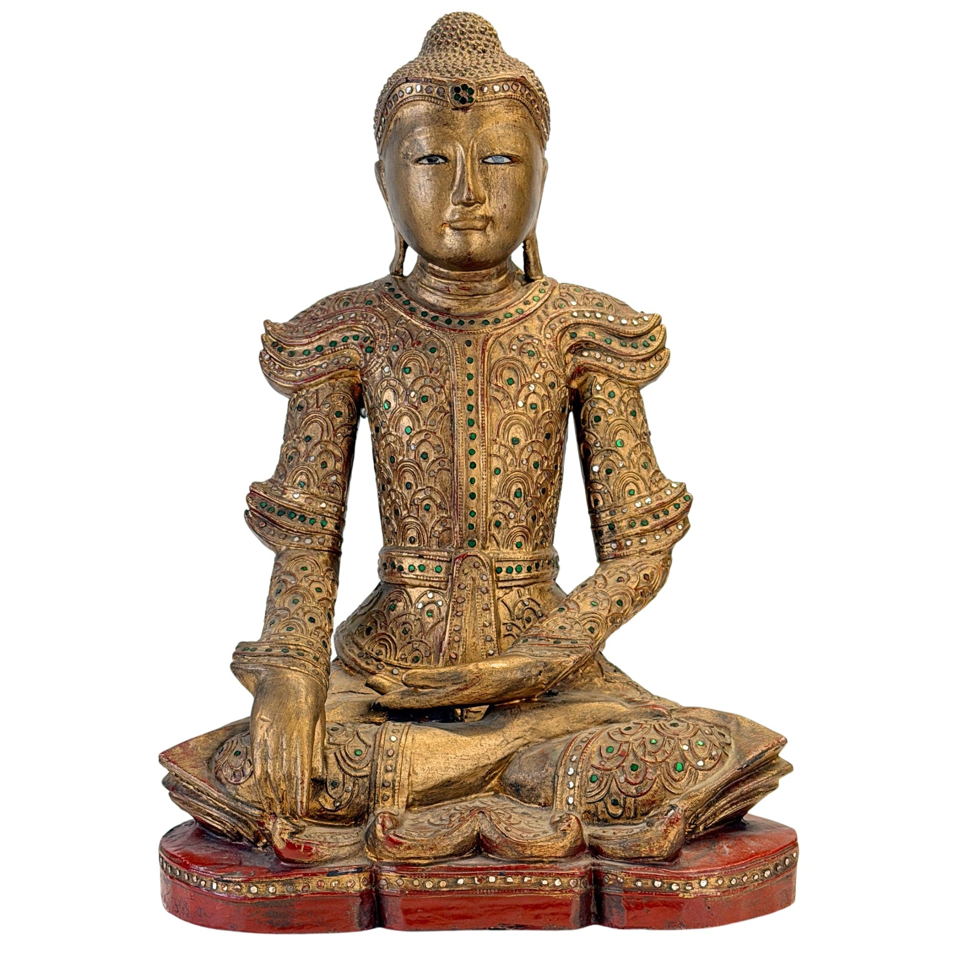 Antique Burmese Jambupati Buddha, front view, SKU 738