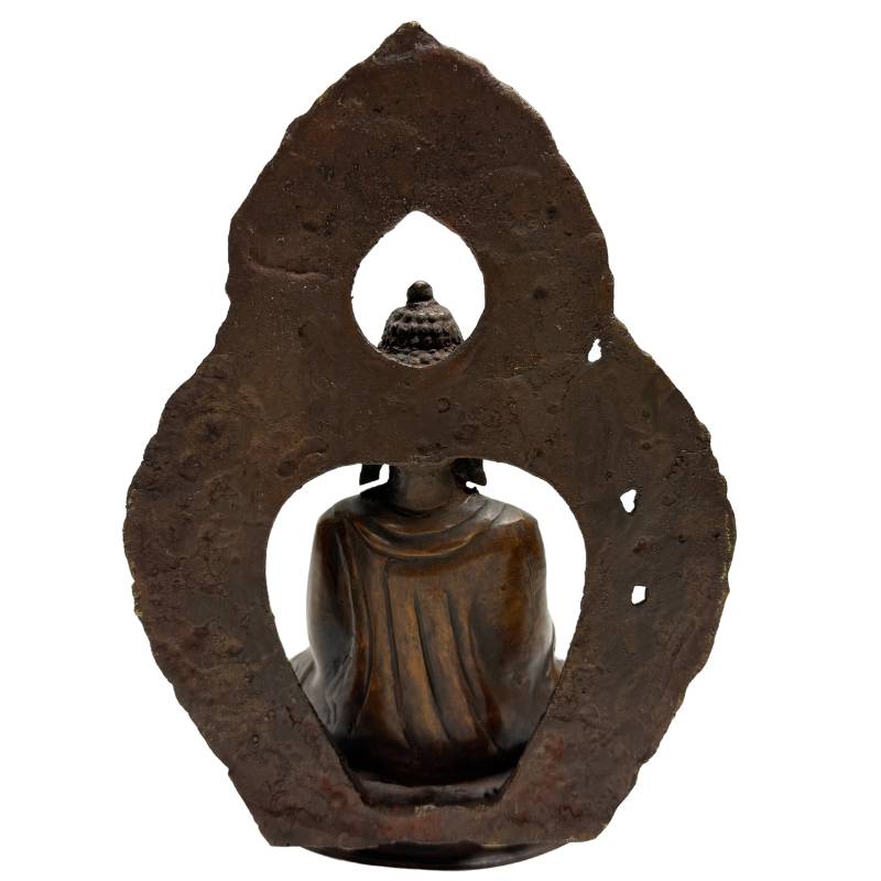 Antique Himalayan bronze Buddha set with Dhyana Mudra and natural old patina