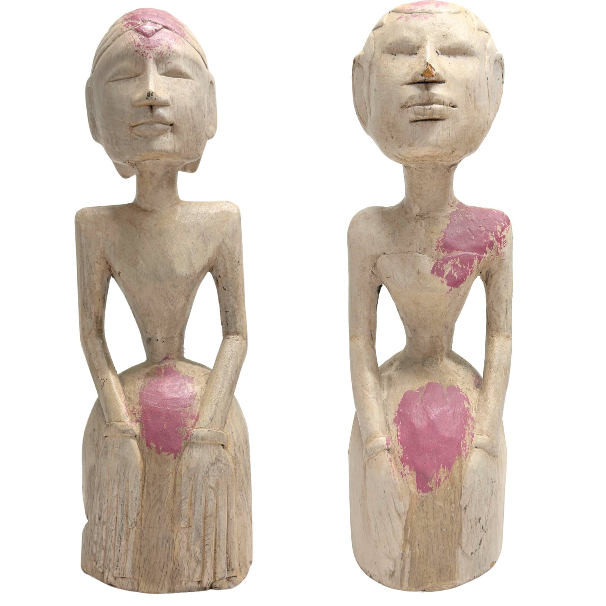 Pair of archaic ancestral figures from East Indonesia, tribal animistic statues