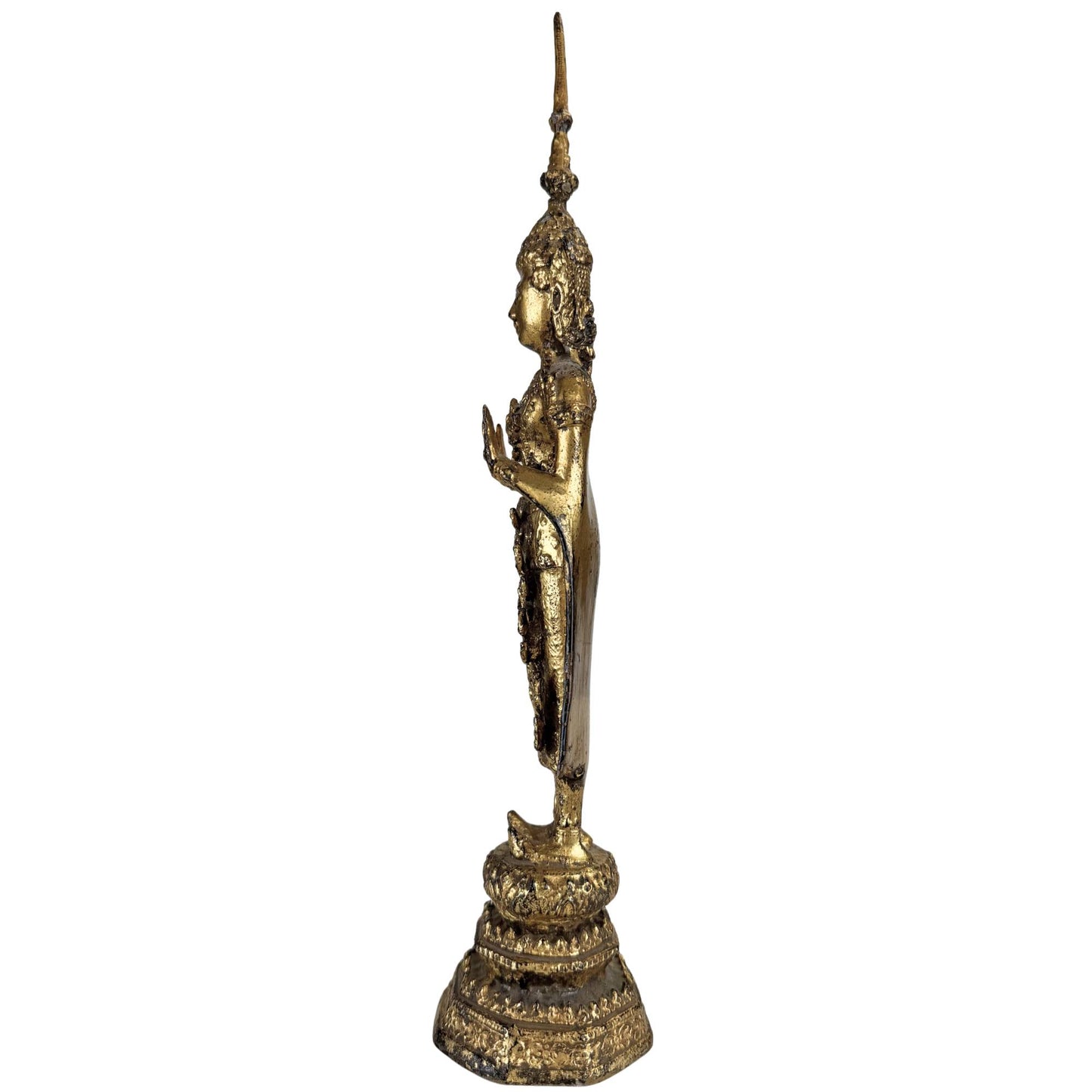 Authentic Thai temple statue in bronze with traditional lost-wax construction