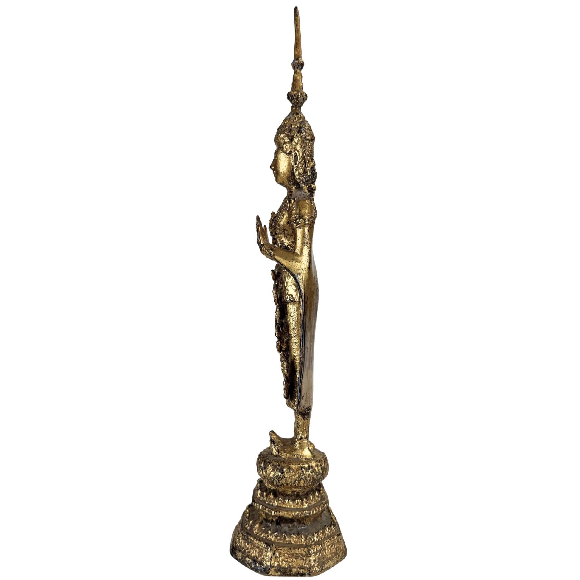 Authentic Thai temple statue in bronze with traditional lost-wax construction