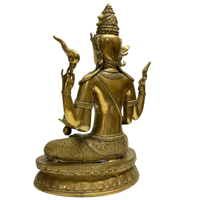 Nepalese Avalokiteshvara as Vajrayana temple statue in bronze
