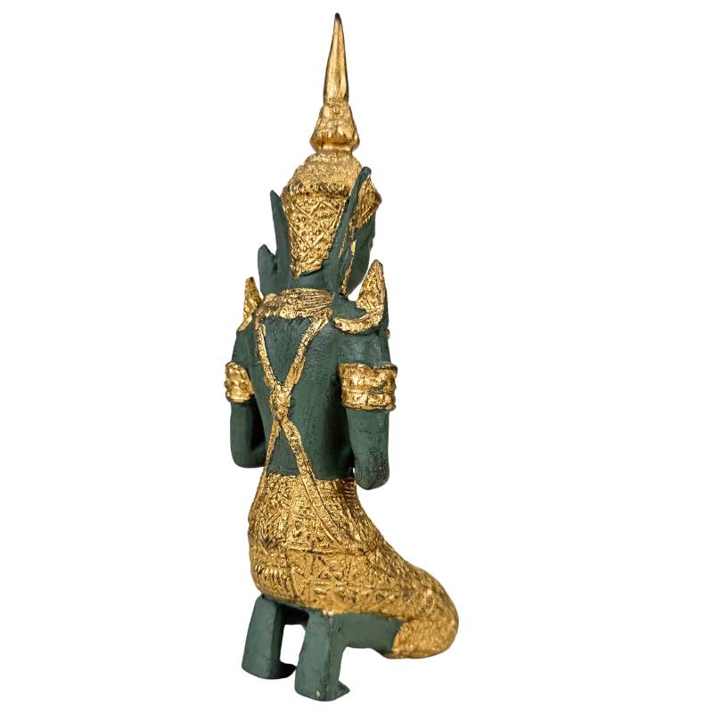 Asian kneeling statue pair Thai decoration gold-colored