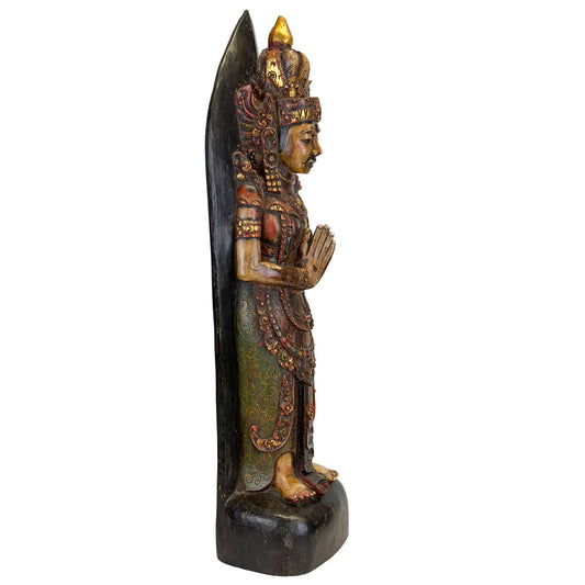 Balinese wooden statue with old polychromy and gilding