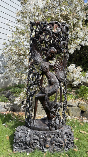 Statue monumentale balinaise de Coromandel – 137 cm – Style Pita Maha