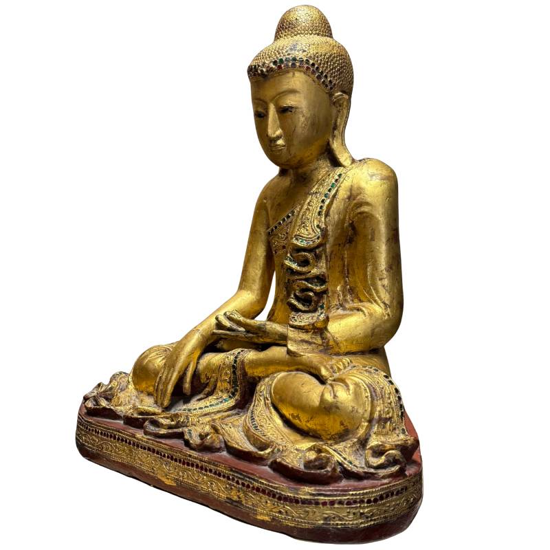 Burmese Buddha statue from approx. 1880 to 1920 with an authentic antique appearance