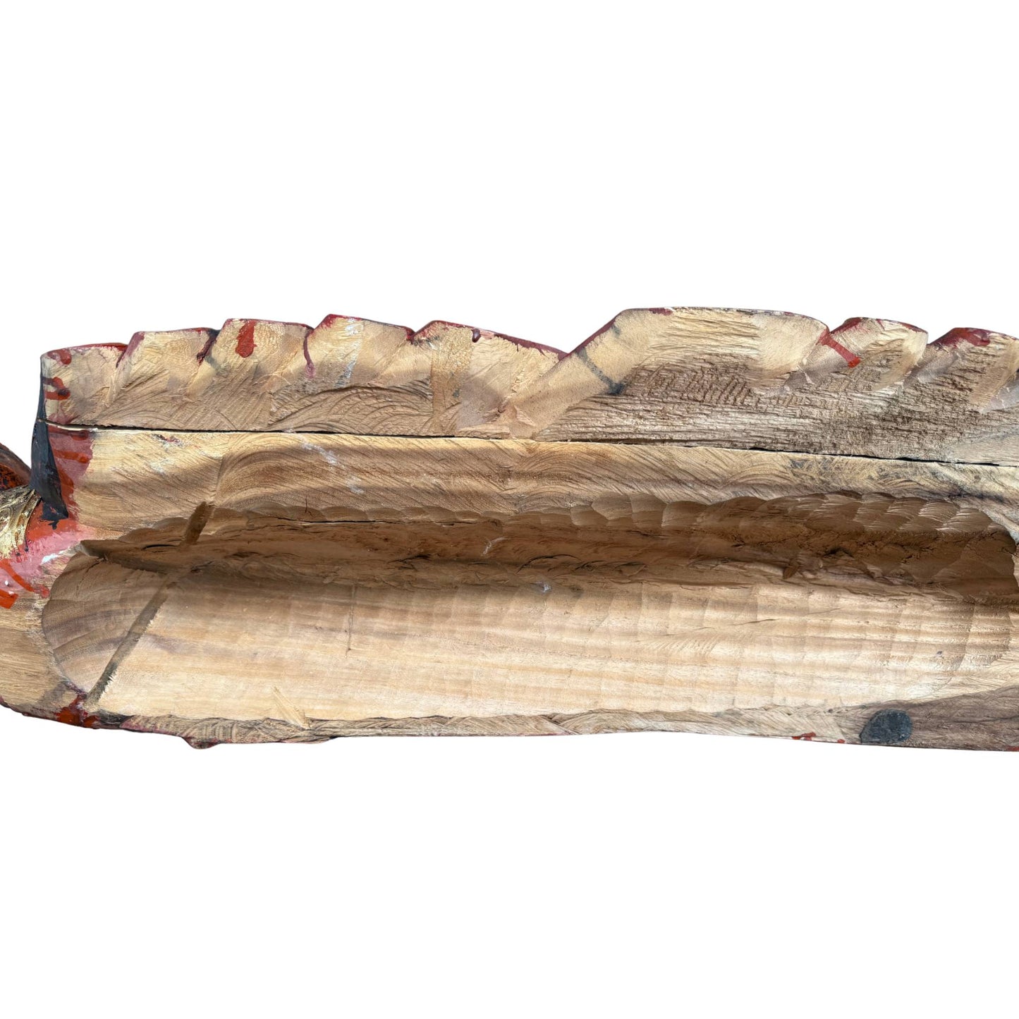 Detail of the hand-carved wooden palm and fingers of the Burmese Buddha