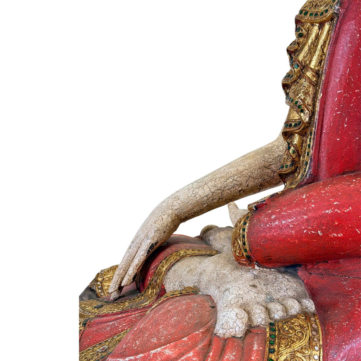 Groot Birmees Boeddhabeeld in traditionele Mandalay-stijl