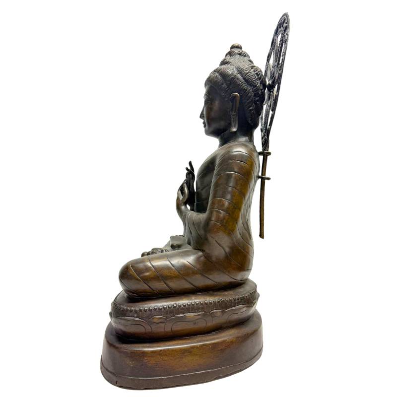Burmese Buddha Dharmachakra Mudra bronze statue classical devotion object serene form
