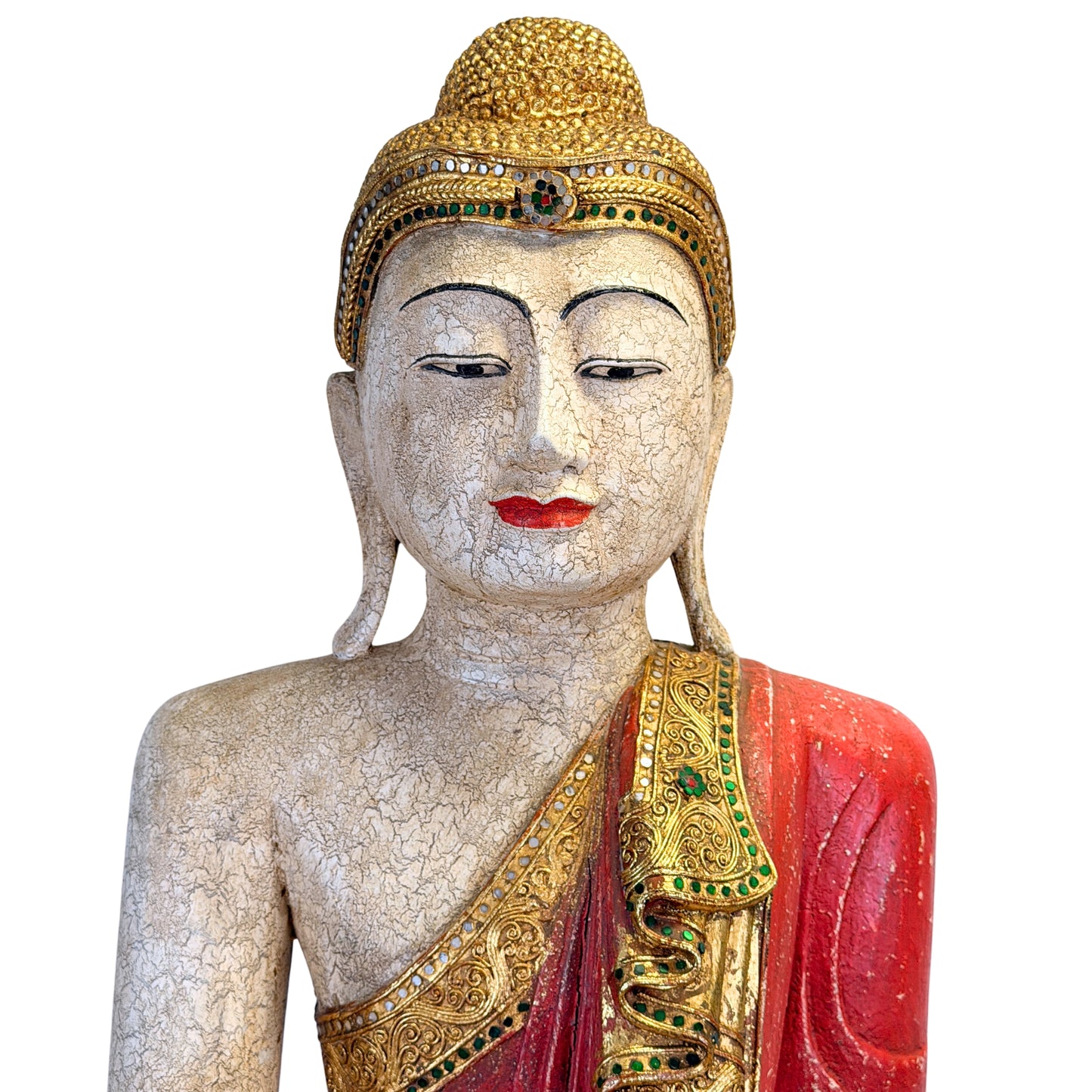 Handgemaakte houten Boeddha uit Birma Myanmar