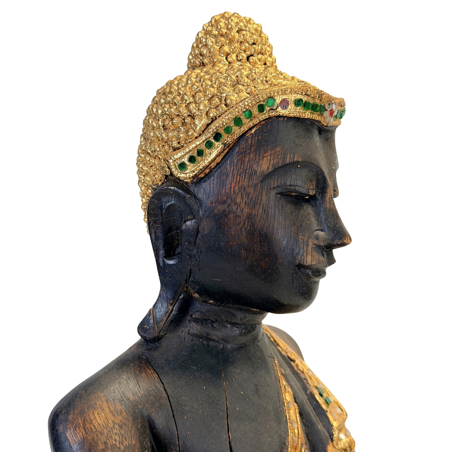 Profile of the face of the black-lacquered Burmese Buddha