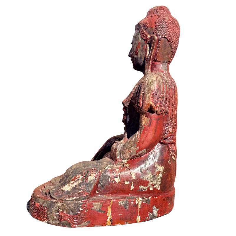 Buddha sculpture from Burma in traditional temple style
