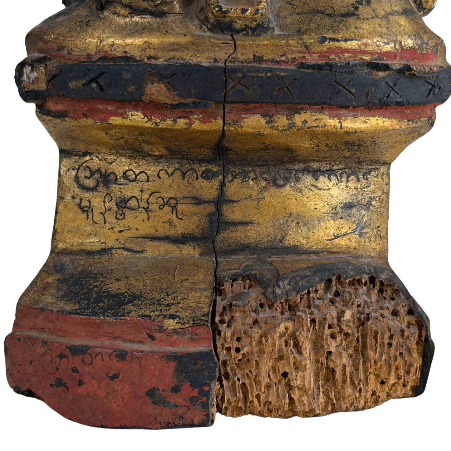 Burmese inscriptions on antique temple statue