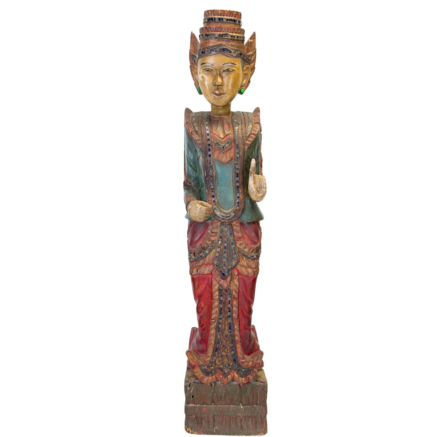 Burmese Nat-Spirit temple guardian from Myanmar with mirror glass decoration