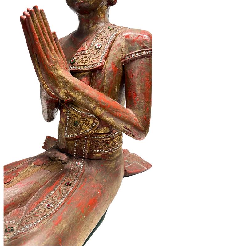 Burmese temple object in wood with gold and lacquer
