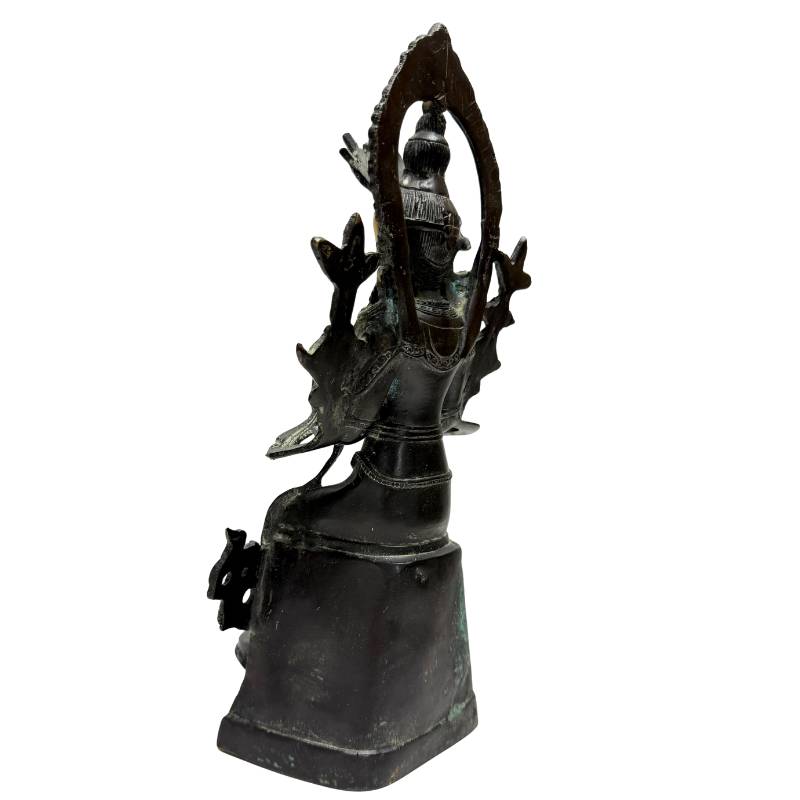 Seated bodhisattva statue from China cast in bronze