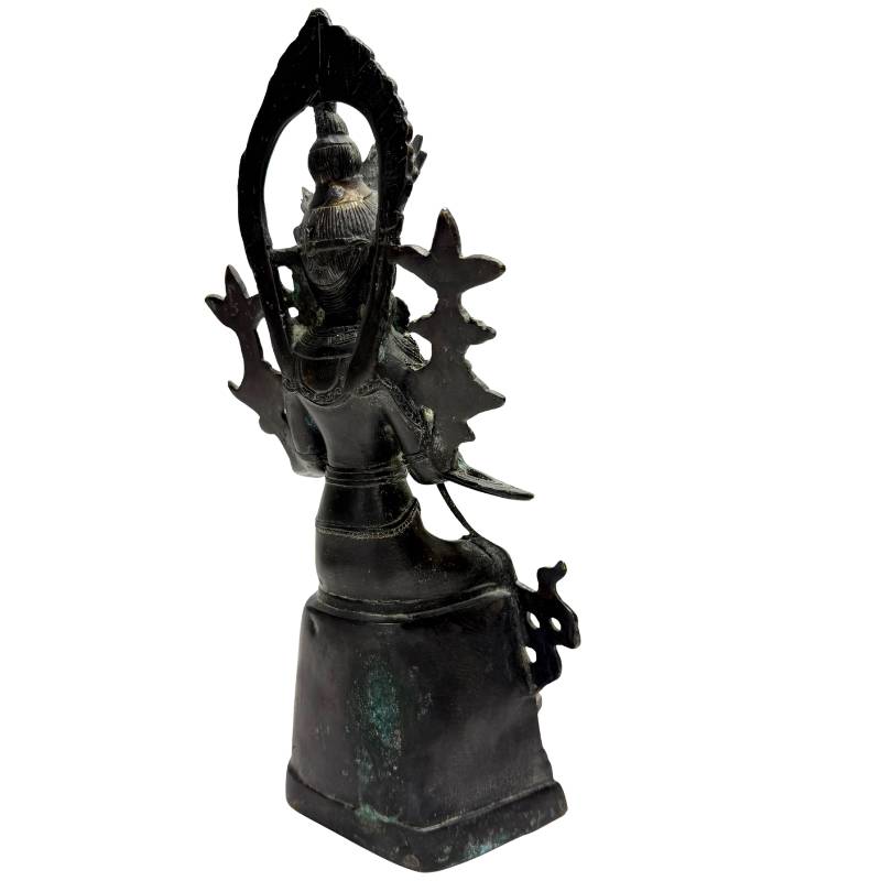 Pre-industrial Chinese bodhisattva statue with ormolu-plated bronze face