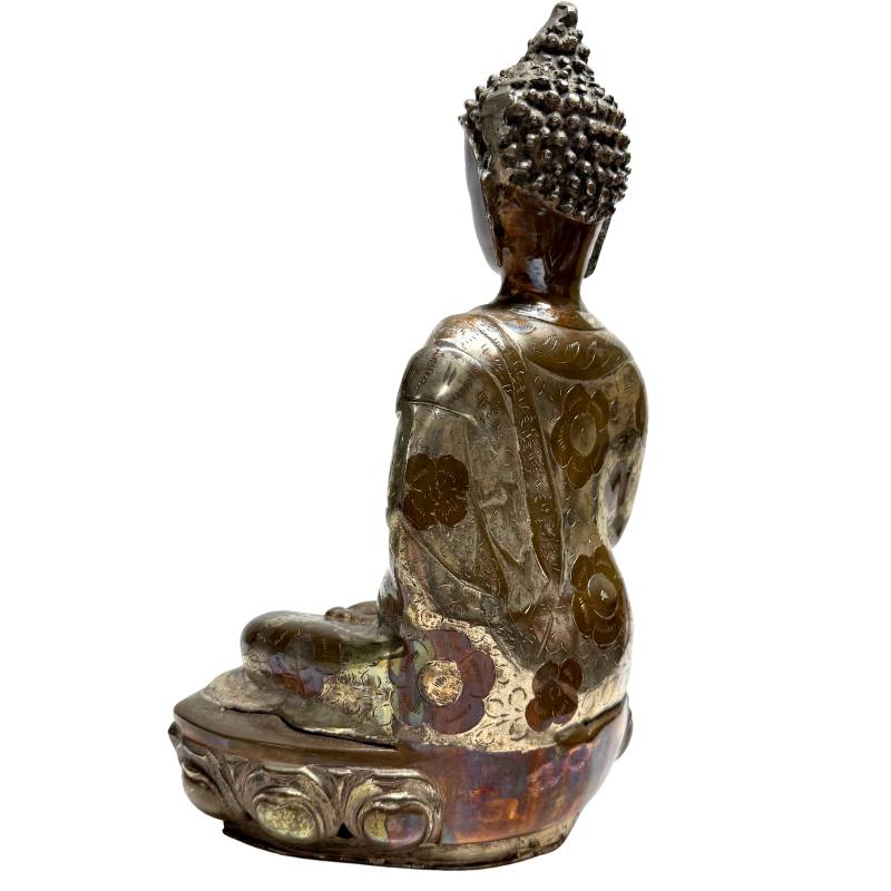 Buddha statue bronze bhumisparsha mudra calm appearance detail