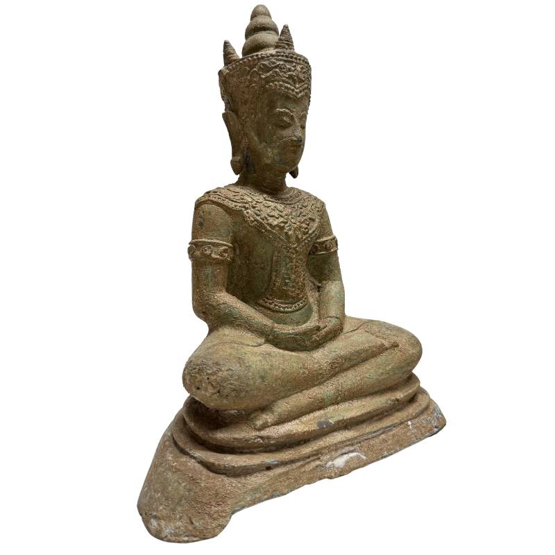 Bronze Buddha statue, meditation, Southeast Asia, authentic appearance