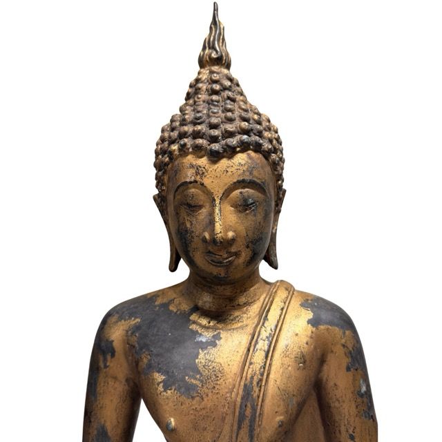 Antique Thai Buddha statue in heavy bronze