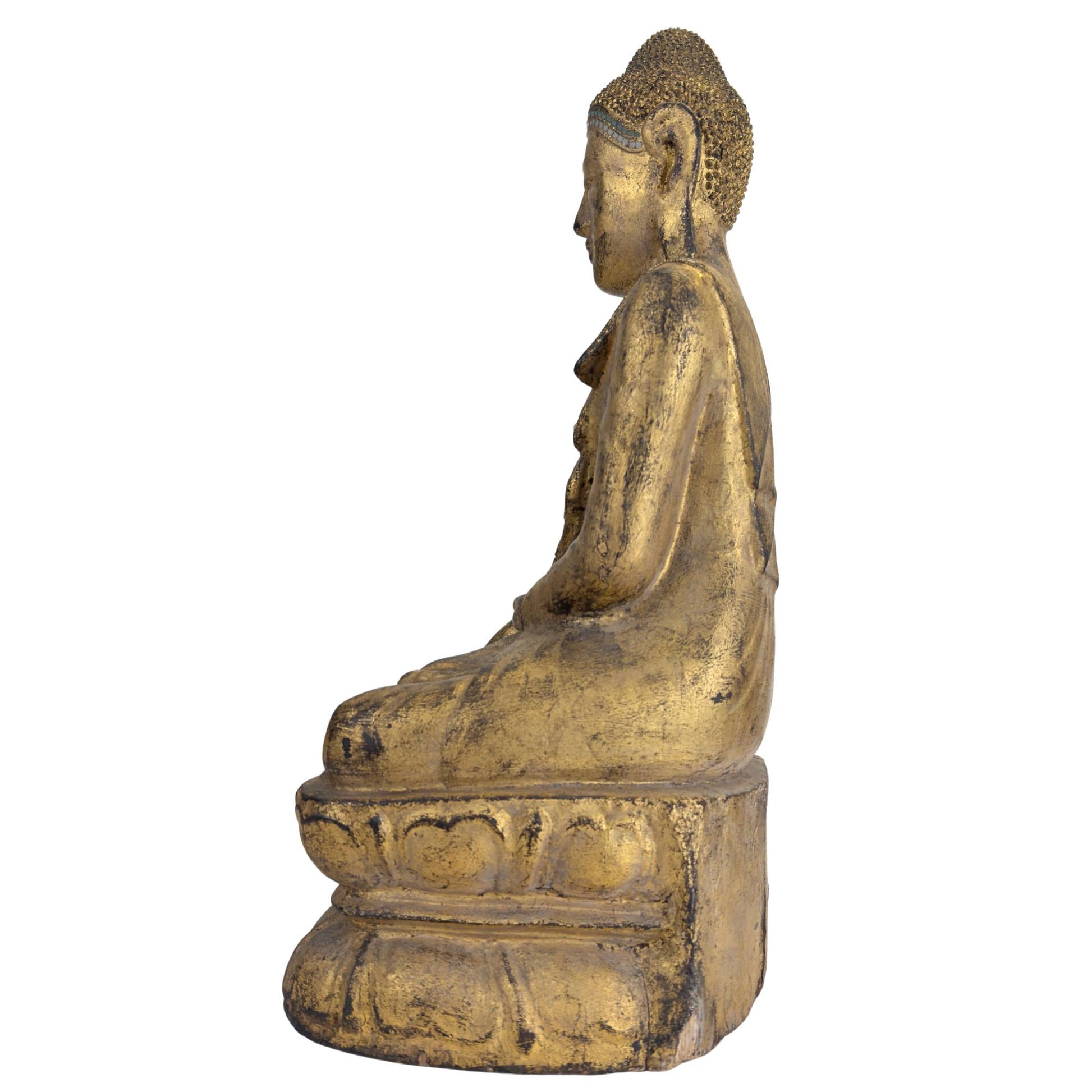 Buddha in Bhumisparsha Mudra carved from wood