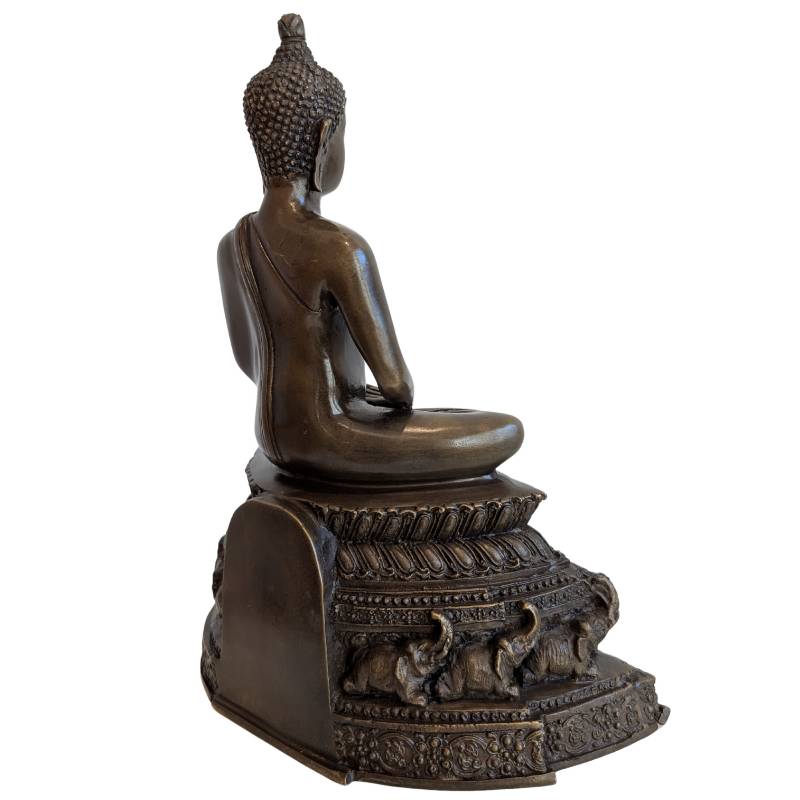Bronze Buddha statue in Dhyana Mudra with decorative base