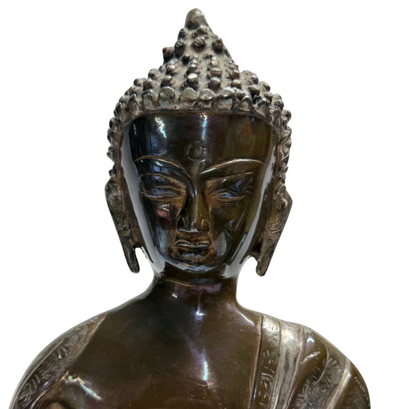 Buddha bronze bhumisparsha mudra traditional casting detail