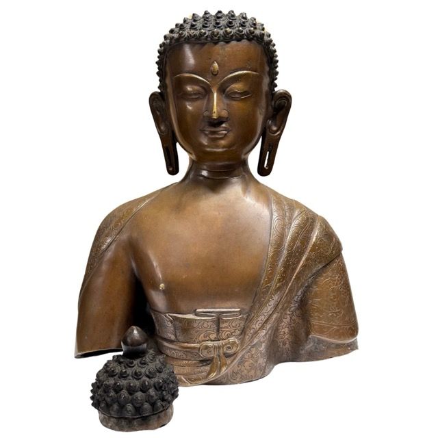 Antique bronze Buddha bust from Nepal
