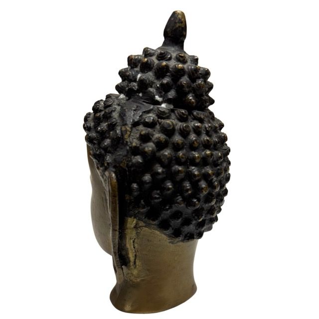 Antique bronze Buddha head with dark patina