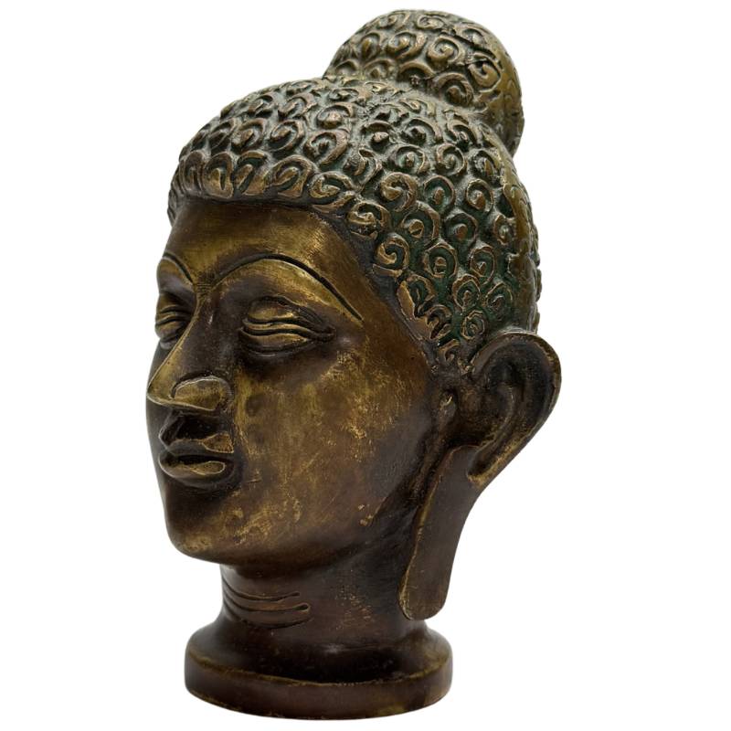 Buddha head bronze India calm facial expression