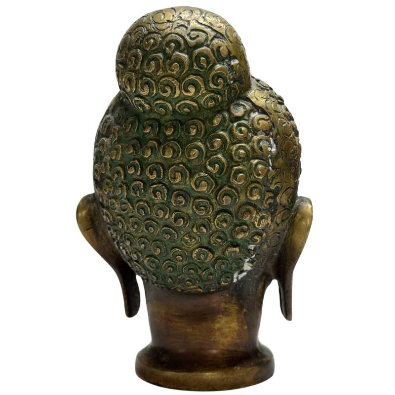 Buddha head bronze India patina statue sculpture