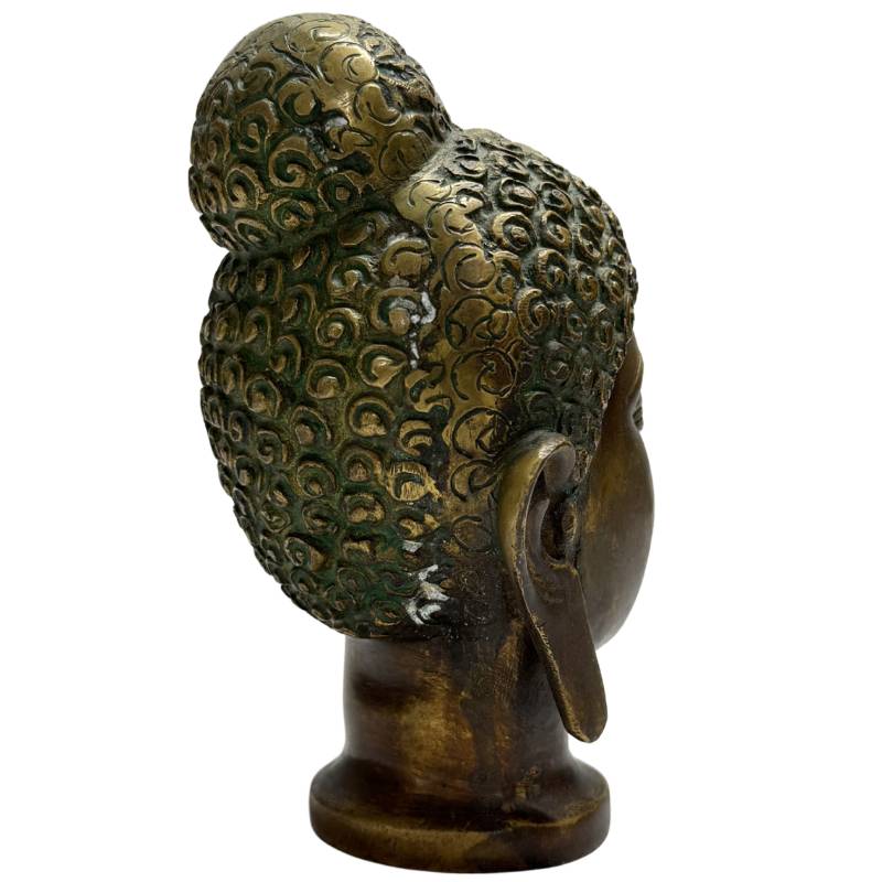 Buddha head bronze India religious art statue