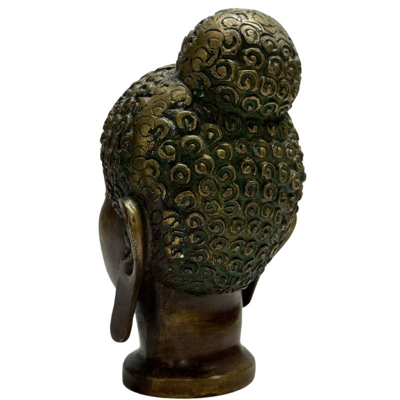 Buddha head bronze India ushnisha curls statue