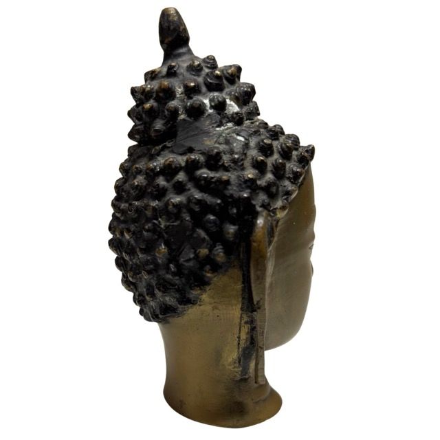 Bronze Buddha head with natural aged patina