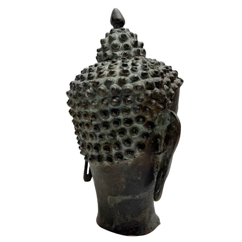 Himalayan Buddha head, bronze, compact size, calm aura, meditation