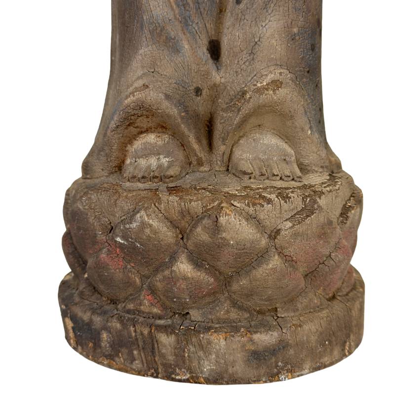 Wooden Buddha from China with crackle and remnants of gilding