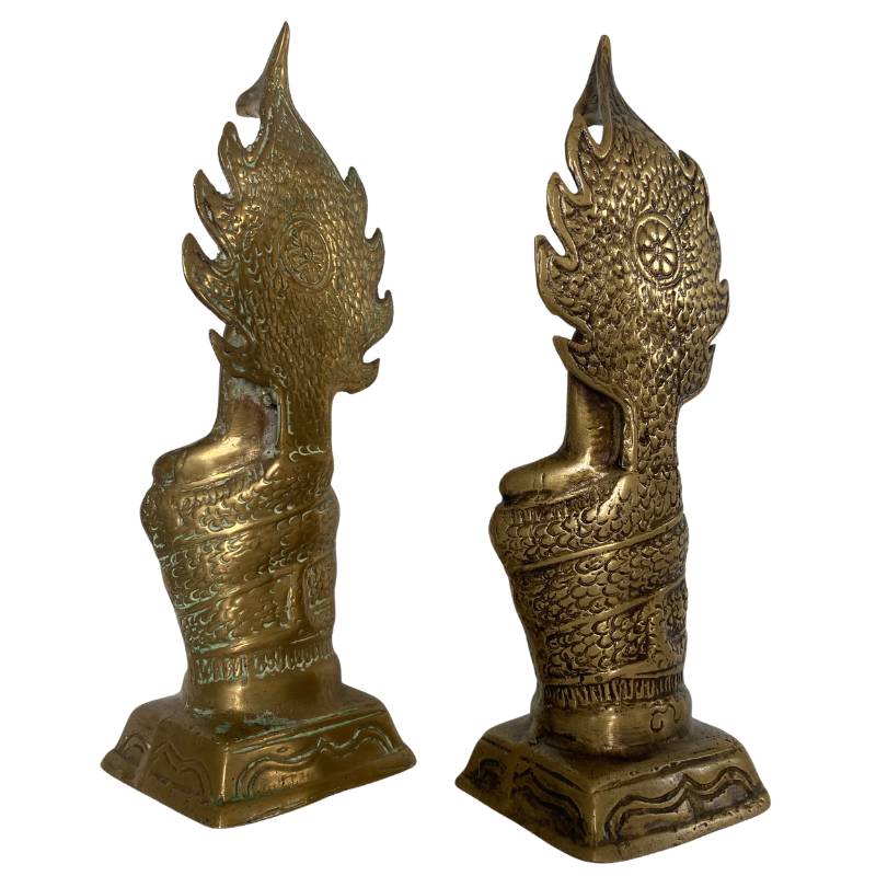 Buddha with multi-headed naga brass Asian art