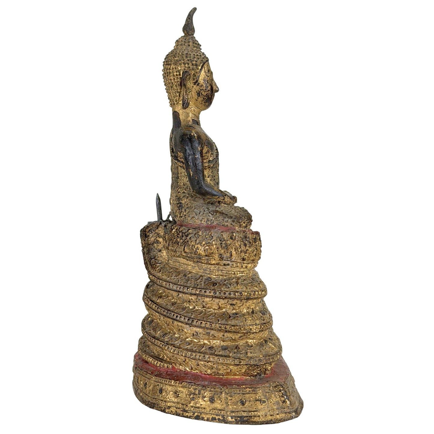 Buddha under Muchalinda snake from Thailand with antique gilded finish