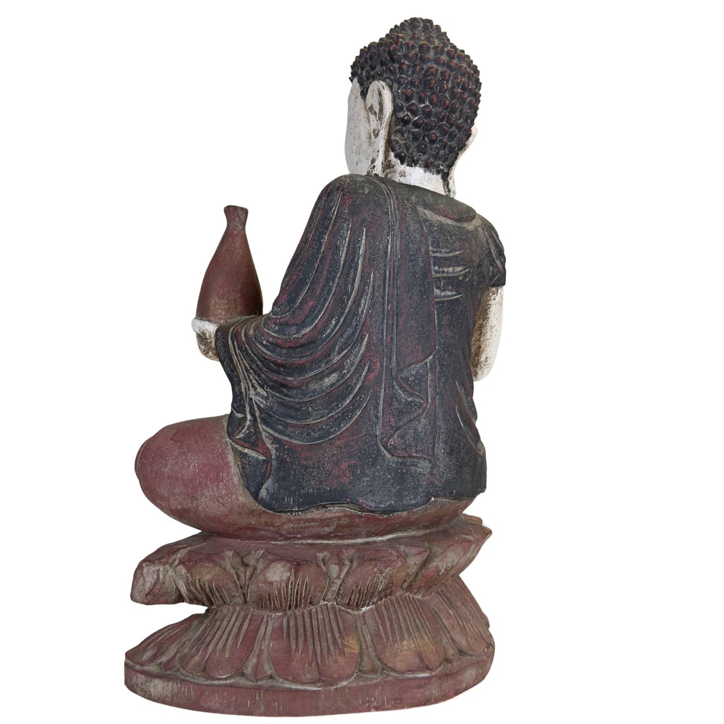 Seated Buddha on lotus throne with medicine vase, symbol of healing, peace, and spiritual protection