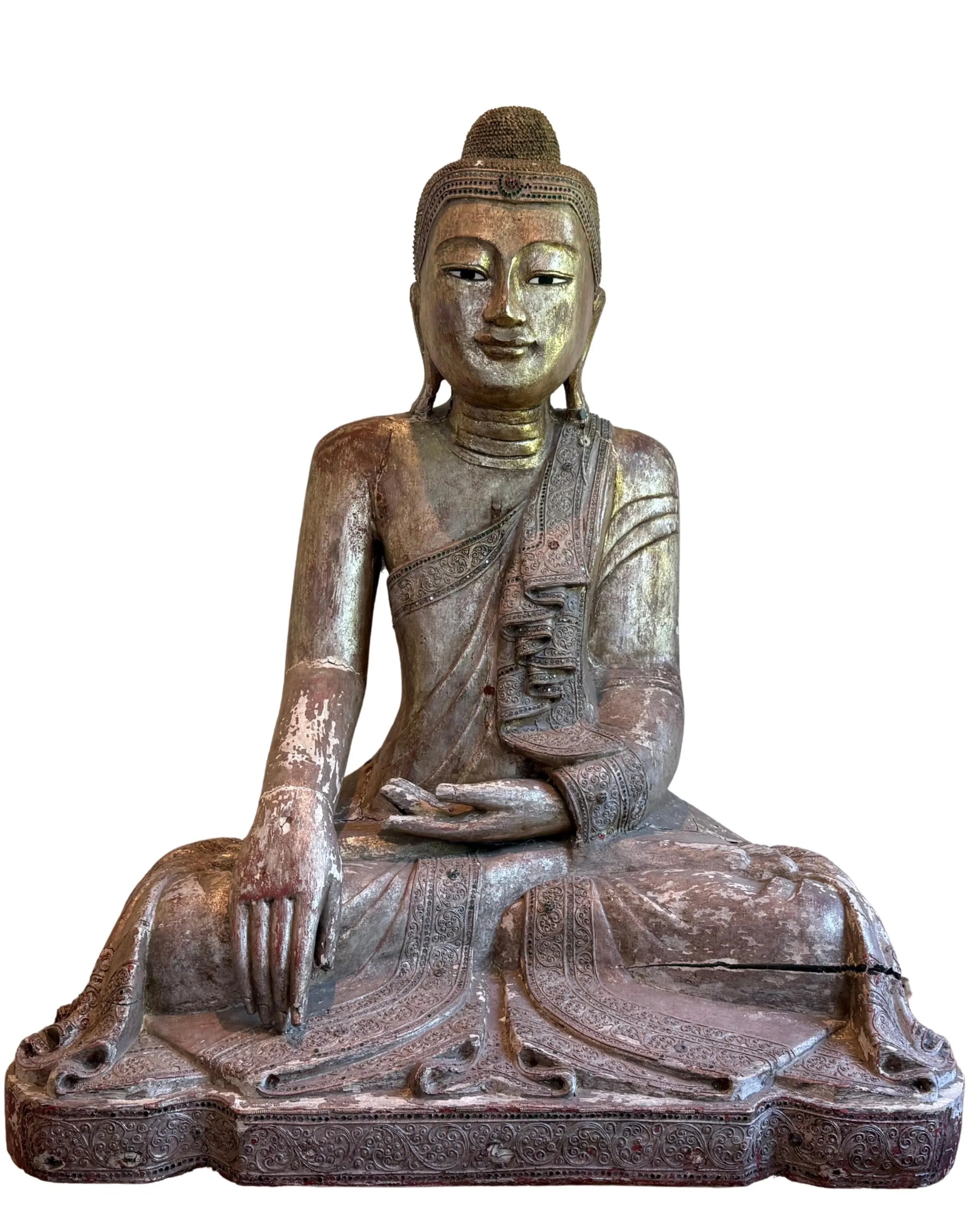 Buddha patina wood antique Myanmar wear and age